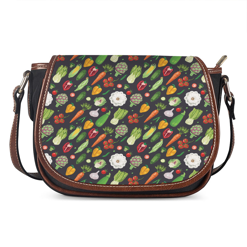 Colorful Vegetable Pattern Print Saddle Bag