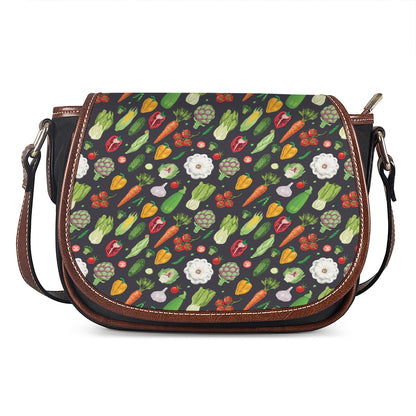 Colorful Vegetable Pattern Print Saddle Bag