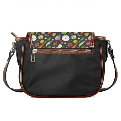 Colorful Vegetable Pattern Print Saddle Bag