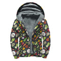 Colorful Vegetable Pattern Print Sherpa Lined Zip Up Hoodie
