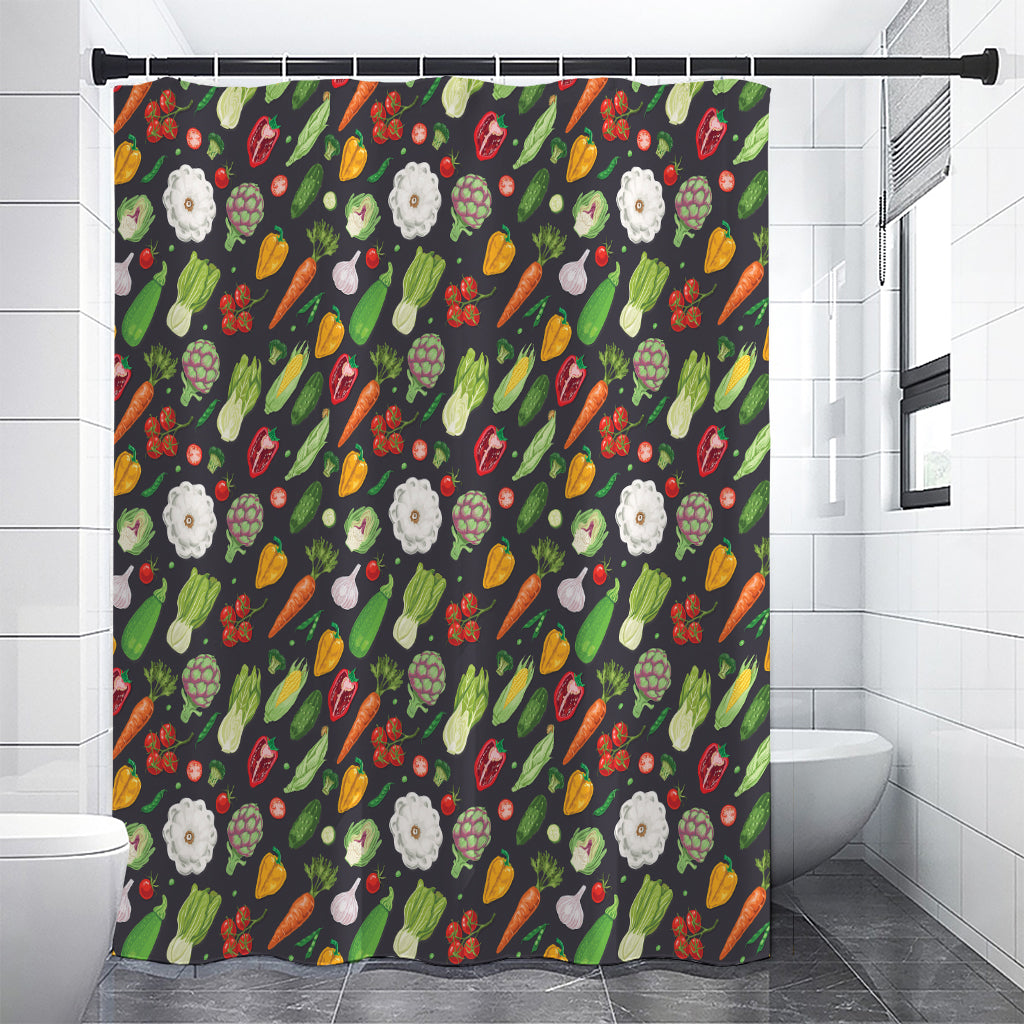 Colorful Vegetable Pattern Print Shower Curtain