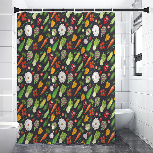 Colorful Vegetable Pattern Print Shower Curtain