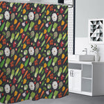 Colorful Vegetable Pattern Print Shower Curtain