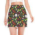 Colorful Vegetable Pattern Print Side Slit Mini Skirt