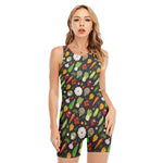Colorful Vegetable Pattern Print Sleeveless One Piece Swimsuit