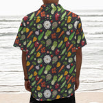 Colorful Vegetable Pattern Print Textured Short Sleeve Shirt