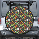Colorful Vegetable Pattern Print Tire Cover With Camera Hole