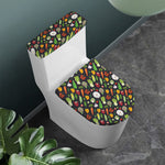 Colorful Vegetable Pattern Print Toilet Lid And Tank Cover Set