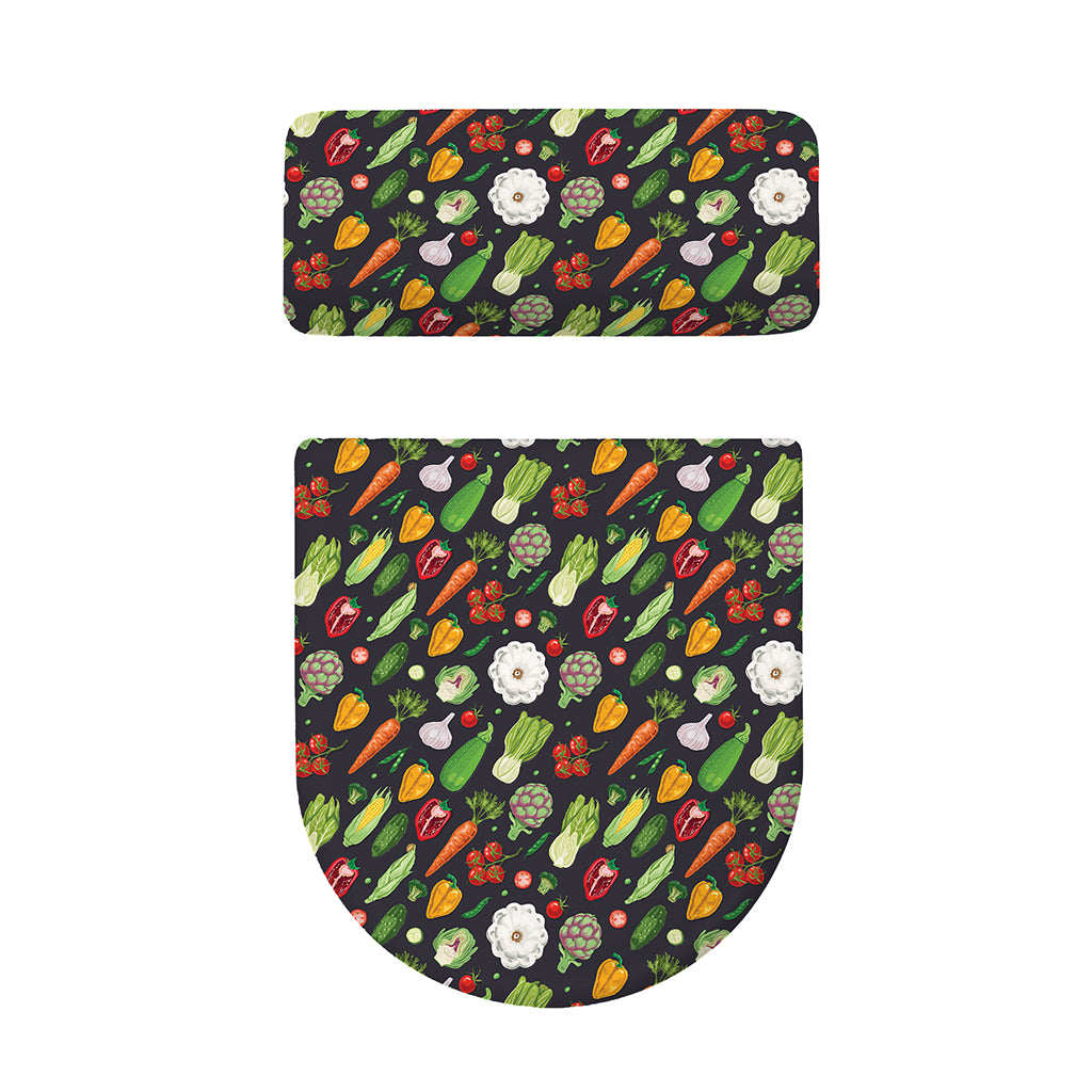 Colorful Vegetable Pattern Print Toilet Lid And Tank Cover Set