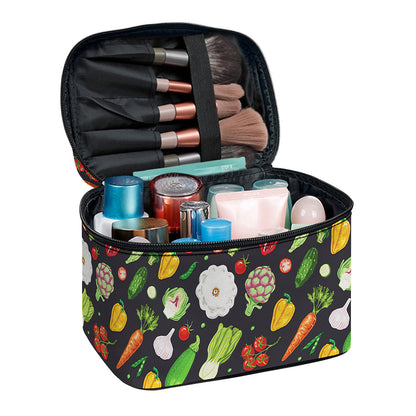 Colorful Vegetable Pattern Print Travel Makeup Bag