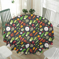 Colorful Vegetable Pattern Print Waterproof Round Tablecloth