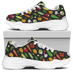 Colorful Vegetable Pattern Print White Chunky Shoes