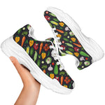 Colorful Vegetable Pattern Print White Chunky Shoes