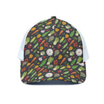 Colorful Vegetable Pattern Print White Mesh Trucker Cap