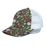 Colorful Vegetable Pattern Print White Mesh Trucker Cap