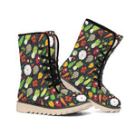 Colorful Vegetable Pattern Print Winter Boots