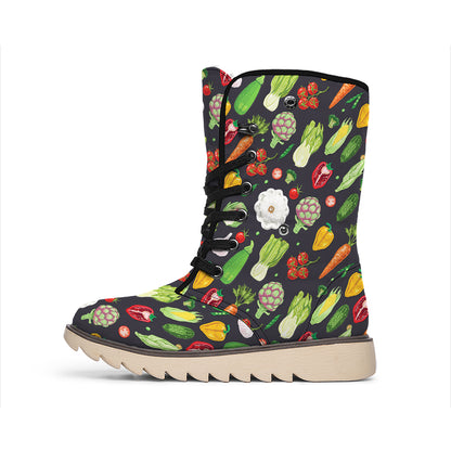 Colorful Vegetable Pattern Print Winter Boots