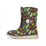 Colorful Vegetable Pattern Print Winter Boots