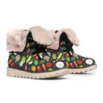Colorful Vegetable Pattern Print Winter Boots
