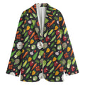 Colorful Vegetable Pattern Print Women's Blazer