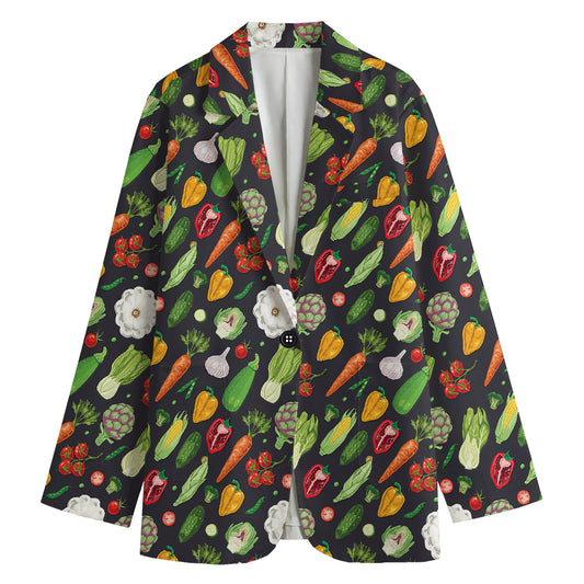 Colorful Vegetable Pattern Print Women's Blazer