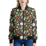 Colorful Vegetable Pattern Print Women's Bomber Jacket
