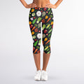 Colorful Vegetable Pattern Print Women's Capri Leggings