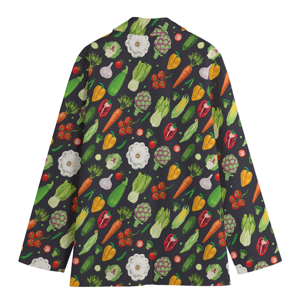 Colorful Vegetable Pattern Print Women's Cotton Blazer