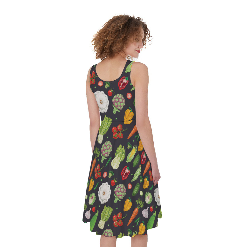 Colorful Vegetable Pattern Print Women's Sleeveless Dress