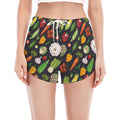 Colorful Vegetable Pattern Print Women's Split Running Shorts