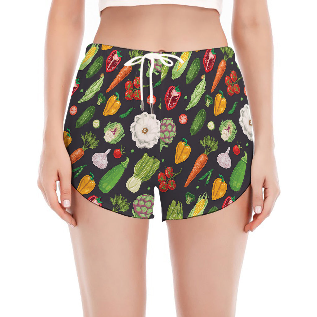 Colorful Vegetable Pattern Print Women's Split Running Shorts