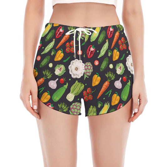 Colorful Vegetable Pattern Print Women's Split Running Shorts