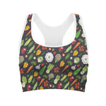 Colorful Vegetable Pattern Print Women's Sports Bra
