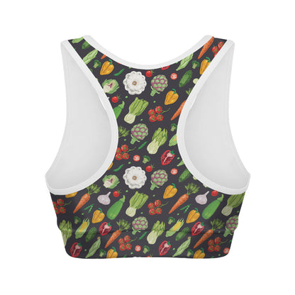 Colorful Vegetable Pattern Print Women's Sports Bra