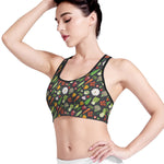 Colorful Vegetable Pattern Print Women's Sports Bra