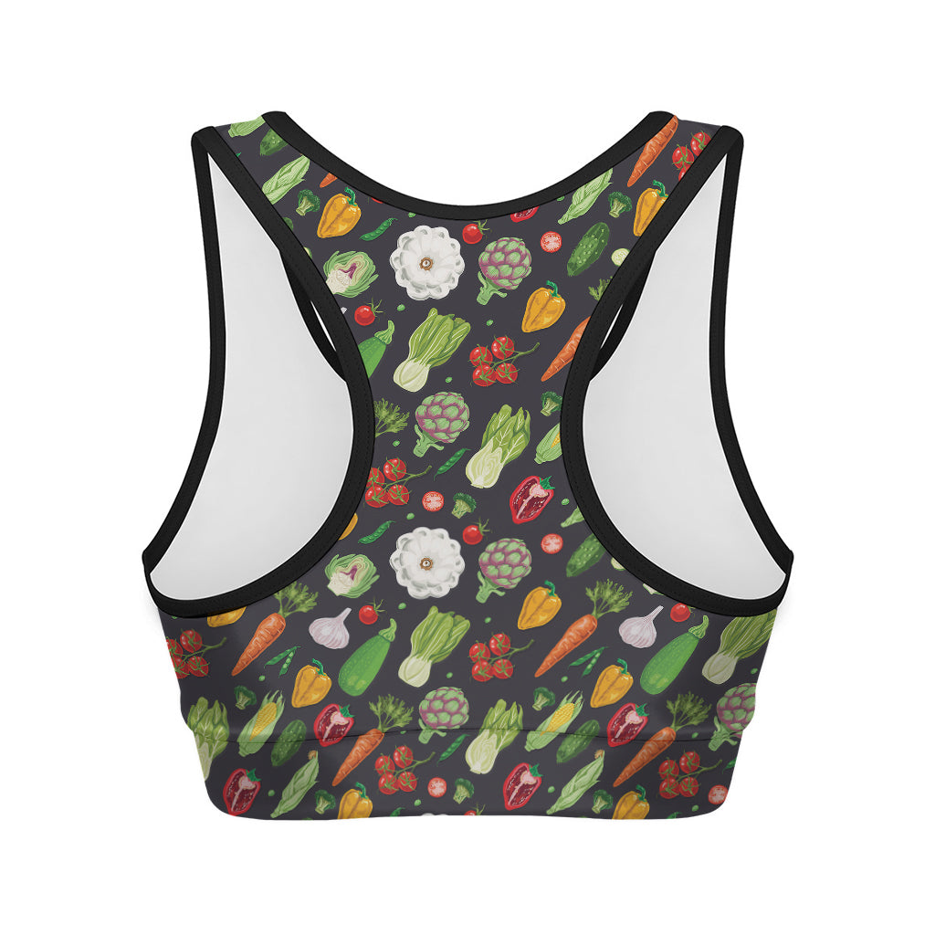 Colorful Vegetable Pattern Print Women's Sports Bra
