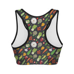 Colorful Vegetable Pattern Print Women's Sports Bra