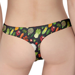 Colorful Vegetable Pattern Print Women's Thong