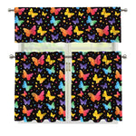 Colorful Watercolor Butterfly Print 3 Piece Kitchen Curtains