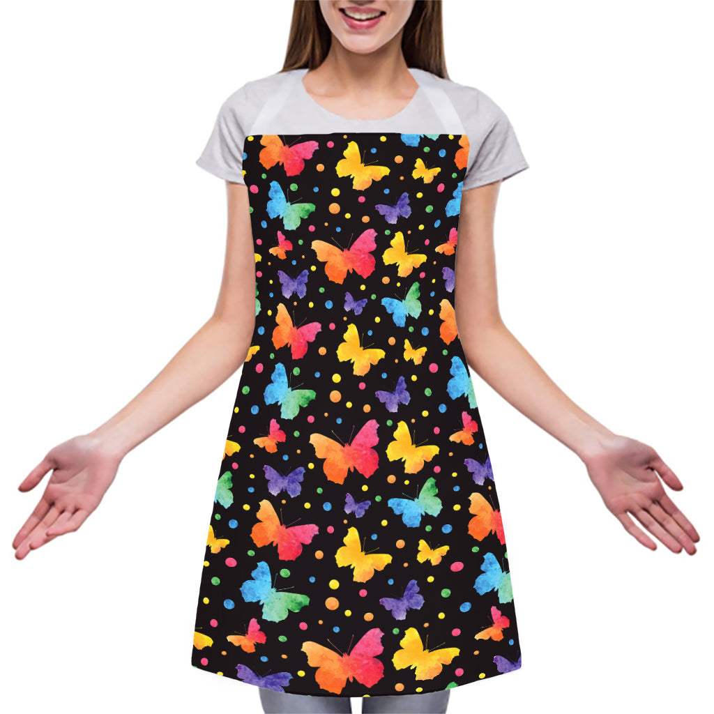 Colorful Watercolor Butterfly Print Adjustable Apron