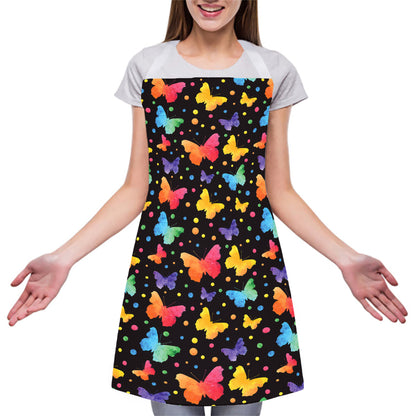 Colorful Watercolor Butterfly Print Adjustable Apron
