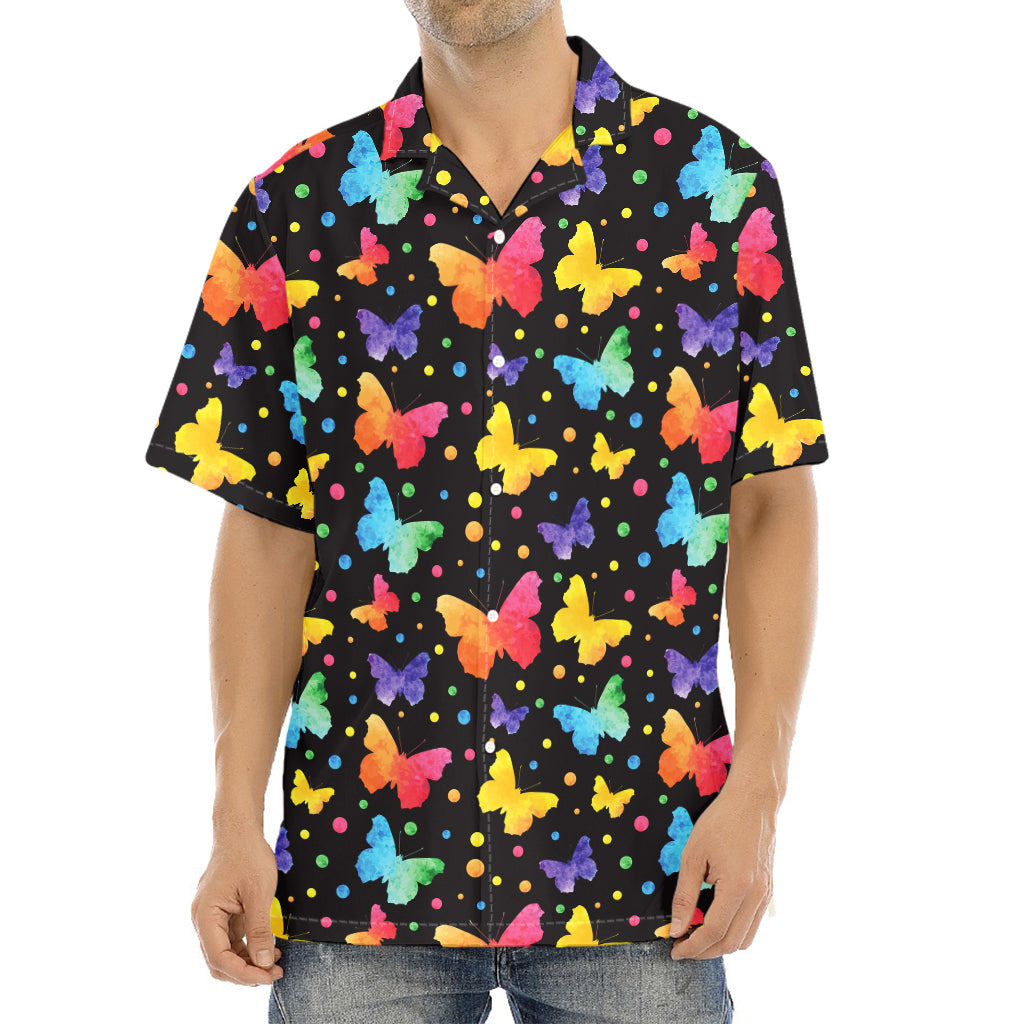 Colorful Watercolor Butterfly Print Aloha Shirt
