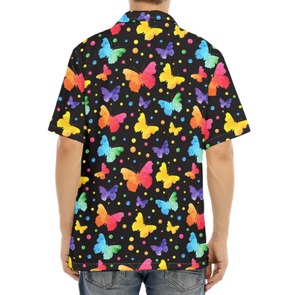 Colorful Watercolor Butterfly Print Aloha Shirt