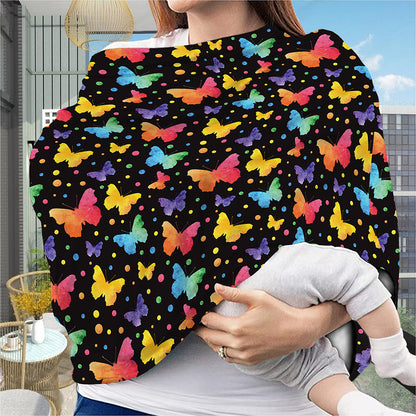 Colorful Watercolor Butterfly Print Baby Seat Cover