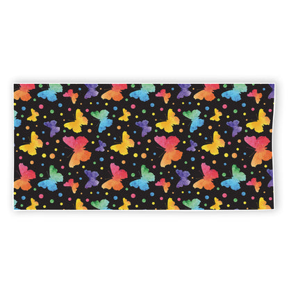 Colorful Watercolor Butterfly Print Beach Towel