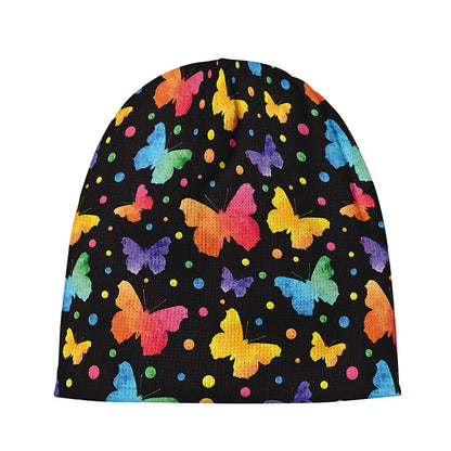 Colorful Watercolor Butterfly Print Beanie