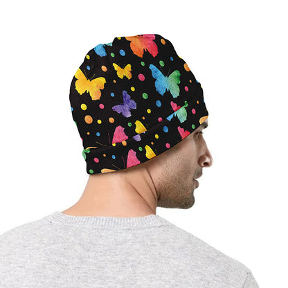 Colorful Watercolor Butterfly Print Beanie