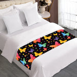Colorful Watercolor Butterfly Print Bed Runner