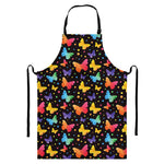 Colorful Watercolor Butterfly Print Bib Apron With Pocket