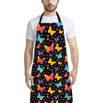 Colorful Watercolor Butterfly Print Bib Apron With Pocket